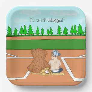 Het is een Lil'Slugger Boy's Baseball Baby shower Papieren Bordje