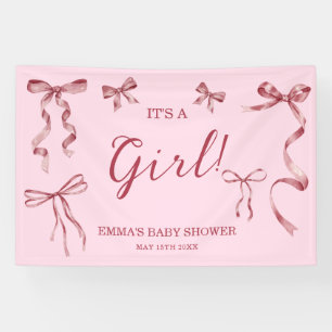 Het is een lintboog-cocquette-babyshower voor meis spandoek