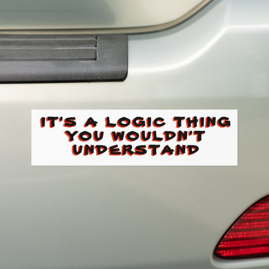 Het is een logische ding bumpersticker (Op auto)