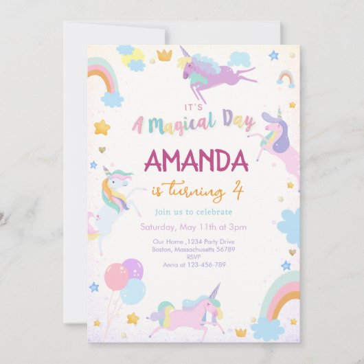 Het is een magische dag eenhoorn verjaardag kaart (Voorkant)