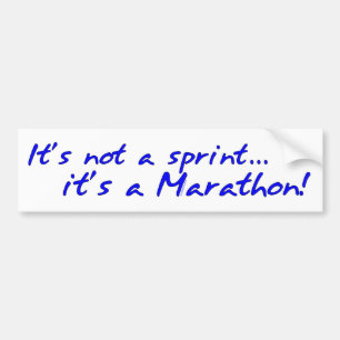 Het is een marathon - blauw bumpersticker