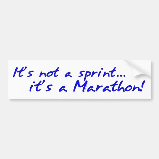 Het is een marathon - blauw bumpersticker (Voorkant)