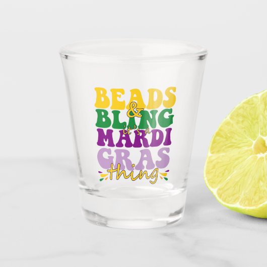 Het is een Mardi Gras Ding Funny Gift Shot Glas (Voorkant)