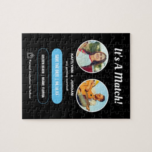 Het is een match | Foto Save the Date Puzzle Legpuzzel (Horizontaal)