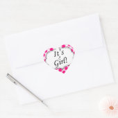 Het is een meid polka dot mijlpaal hart sticker (Envelop)