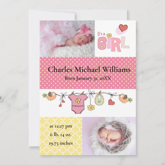 Het is een meisje - Aankondiging geboorte (Voorkant)