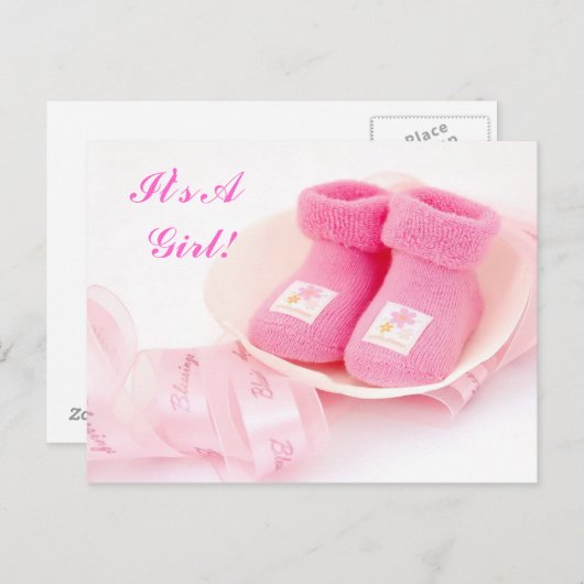 Het is een meisje! Aankondiging Kaart (Voorkant / Achterkant)