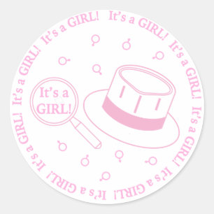 Het is een meisje! aankondiging ronde sticker