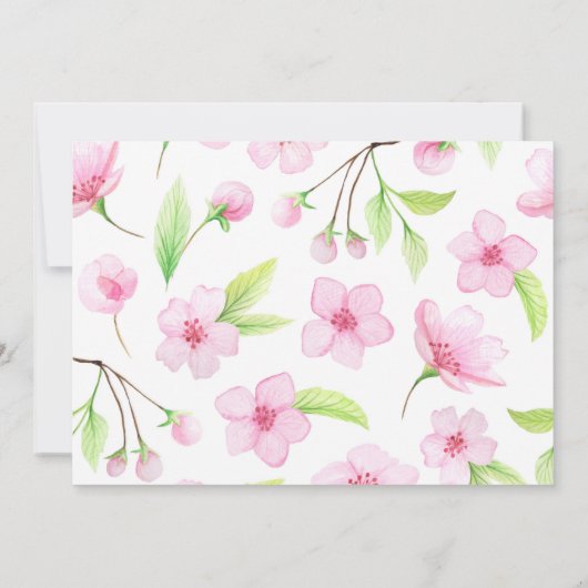 Het is een meisje! Aankondiging van roze Floral Ba (Achterkant)