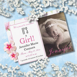 Het is een meisje! Aankondiging van roze Floral Ba