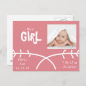 Het is een MEISJE! Aankondigingskaart (Voorkant / Achterkant)