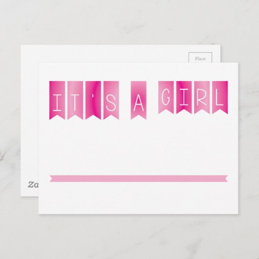 Het is een meisje aankondigingskaart (Voorkant / Achterkant)