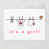 Het is een meisje aankondigingskaart (Voorkant)