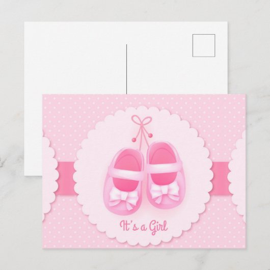 Het is een meisje aankondigingskaart (Voorkant / Achterkant)