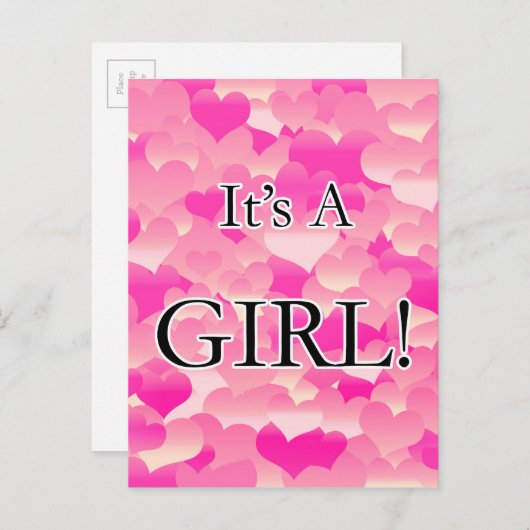 Het is een meisje. aankondigingskaart (Voorkant / Achterkant)