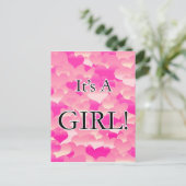 Het is een meisje. aankondigingskaart (Staand voorkant)