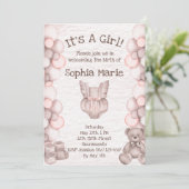 Het is een meisje Baby aankondiging douche uitnodi (Staand voorkant)