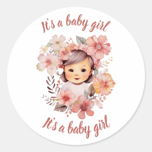 Het is een meisje baby aankondiging sticker (Voorkant)