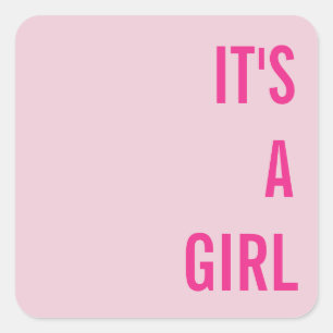 Het is een Meisje Baby Borrel Vierkante Sticker