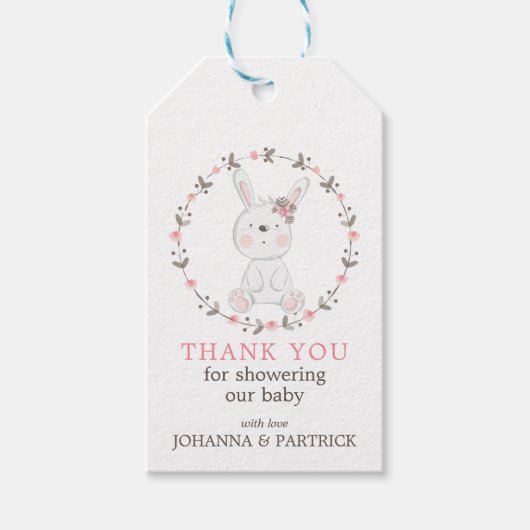 Het is een meisje Baby Bunny Baby shower Cadeaulabel (Voorkant)