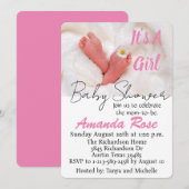 Het is een meisje Baby Feet met Daisy Feestdagenkaart (Voorkant / Achterkant)