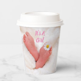 Het is een meisje Baby Feet met Daisy Papieren Bekers