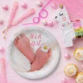Het is een meisje Baby Feet met Daisy Papieren Bordje (Feest)