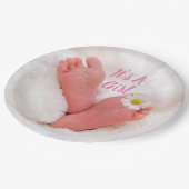 Het is een meisje Baby Feet met Daisy Papieren Bordje (Gekanteld)