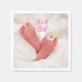 Het is een meisje Baby Feet met Daisy Servet