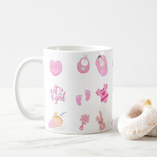 Het is een meisje! Baby geboorte, Baby shower Gift Koffiemok