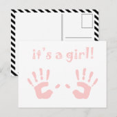Het is een meisje : baby Handprints Aankondiging (Voorkant / Achterkant)