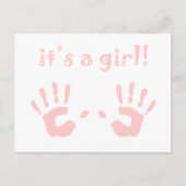 Het is een meisje : baby Handprints Aankondiging (Voorkant)