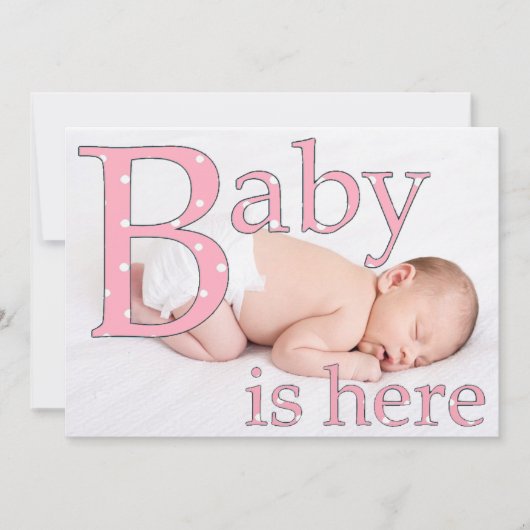 Het is een meisje, Baby is hier, geboorte aankondi Aankondiging (Voorkant)