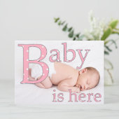 Het is een meisje, Baby is hier, geboorte aankondi Aankondiging (Staand voorkant)