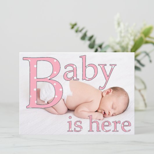 Het is een meisje, Baby is hier, geboorte aankondi Aankondiging (Staand voorkant)