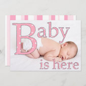 Het is een meisje, Baby is hier, geboorte aankondi Aankondiging (Voorkant / Achterkant)