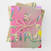 "Het is een meisje" Baby kleding illustratie Inpakpapier Vel (In situ)