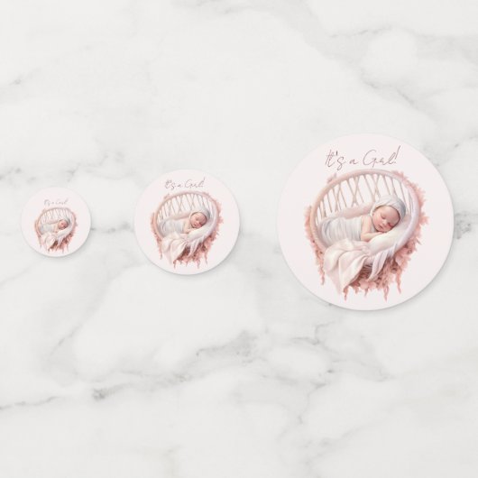 Het is een meisje! Baby meisje in een kast Confetti (Achterkanten)