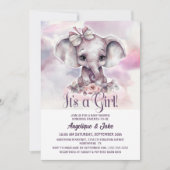 Het is een Meisje Baby Olifant Meisje Baby shower Kaart (Voorkant)