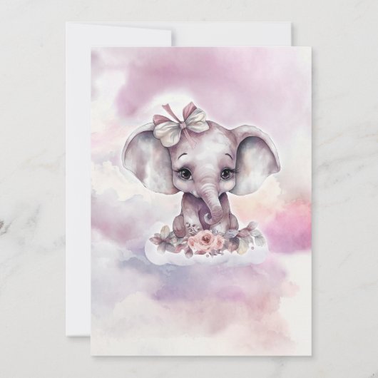 Het is een Meisje Baby Olifant Meisje Baby shower Kaart (Achterkant)