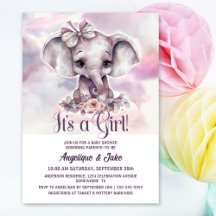 Het is een Meisje Baby Olifant Meisje Baby shower