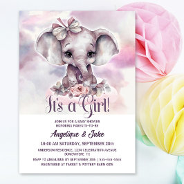Het is een Meisje Baby Olifant Meisje Baby shower Kaart