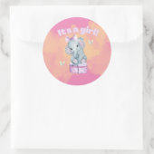 Het is een meisje. Baby olifant Ronde Sticker (Tas)