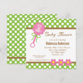 Het is een meisje Baby rammelaar Baby shower Kaart (Voorkant / Achterkant)