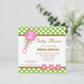 Het is een meisje Baby rammelaar Baby shower Kaart (Staand voorkant)