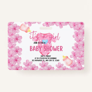Het is een meisje baby shower badge