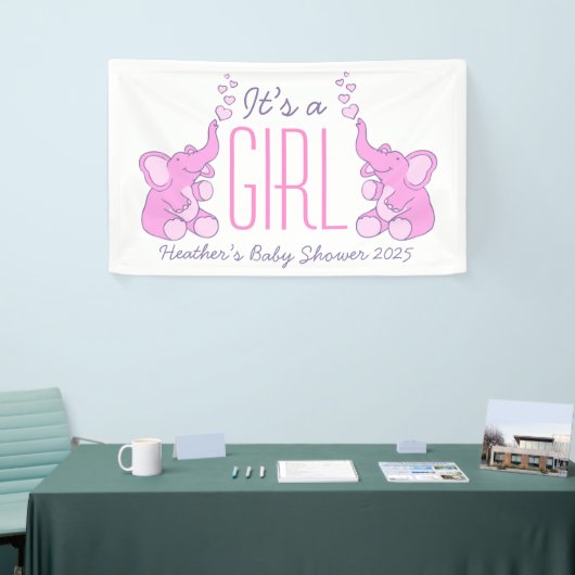 Het is een meisje baby shower bewegwijzering banne spandoek (Beurs)