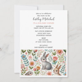 Het is een meisje baby shower bloemen uitnodiging