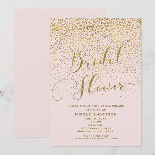 Het is een Meisje Baby shower Blush Roze & Gouden  Kaart (Voorkant / Achterkant)