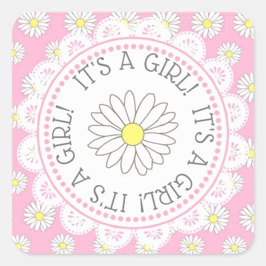 HET IS EEN MEISJE BABY SHOWER Daisy Theme Stickers (Voorkant)